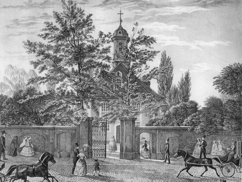 1812-Moritz Krantz - Veduta frontale della chiesa di San Giovanni a Dresda